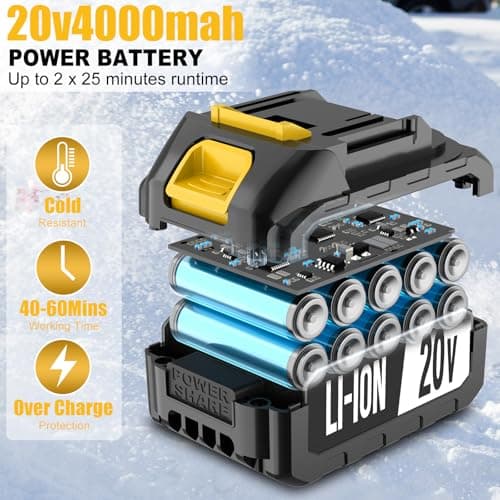 Cordless Electric Snow Shovel, Brushless 12-Inch Width | 6-Inch Depth Snow Blower, Lightweight Snow Thrower Machine, Efficient Snow Removal with Battery and Charger, 2 Batteries