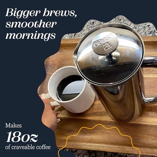ESPRO P7 French Press Coffee Maker - Double-Walled Stainless Steel Insulated with Micro-Filter, 18 Ounces, Polished Stainless Steel