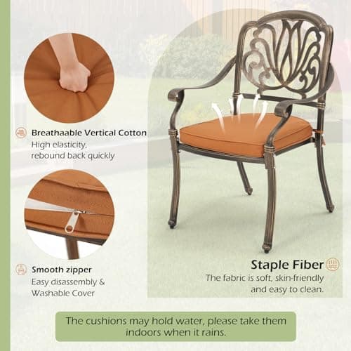 [Hi-End]Cast Aluminum Patio Furniture Set 9-Piece Outdoor Dining Set Includes 86.6’’ Rectangular Patio Table with Umbrella Hole and 8 Cushioned Dining Chairs,Rust-Free for Patio Deck Garden Pool