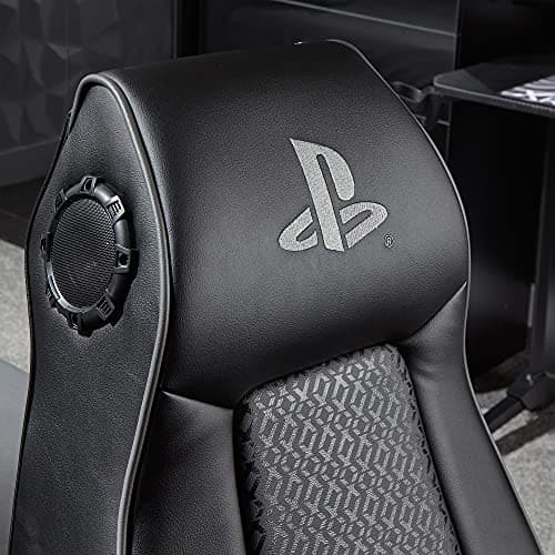X-Rocker Officially Licensed PlayStation Infiniti+ 4.1 Stereo Audio Gaming Chair with Vibration, Comfy Folding Gamer Seat, Leather Look – Black, 5177401
