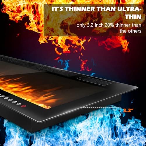 LEMBERI 72 inch Electric Fireplace Recessed and Wall Mounted,750/1500W Fireplace Heater and Linear Fireplace with Touch Screen Control Panel, Timer,Remote Control,Adjustable Flame Color and Speed