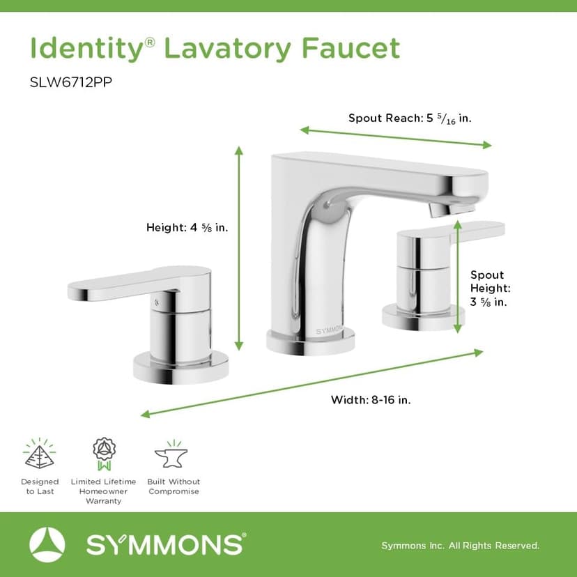 Symmons Identity Widespread Two-Handle Bathroom Faucet with Push Pop Drain (1.0 GPM), Polished Chrome