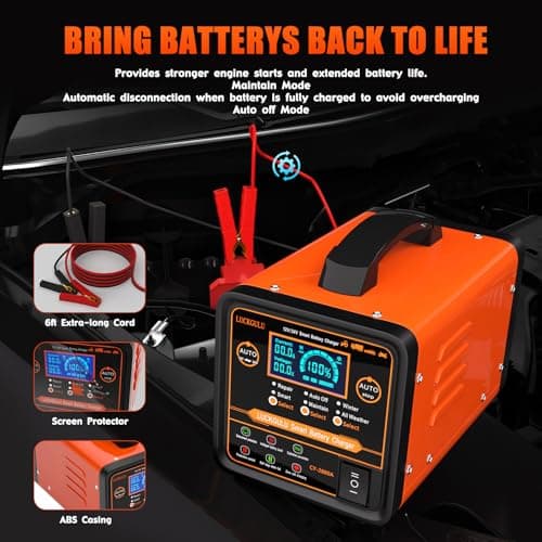 12V/24V Car Battery Chargers Heavy Duty, 0-20A Automatic Battery Maintainer with Auto Shutoffs, Repair, Winter Mode, Smart Trickle Charger for Automotive Car Truck Motorcycle RV AGM Deep Cycle