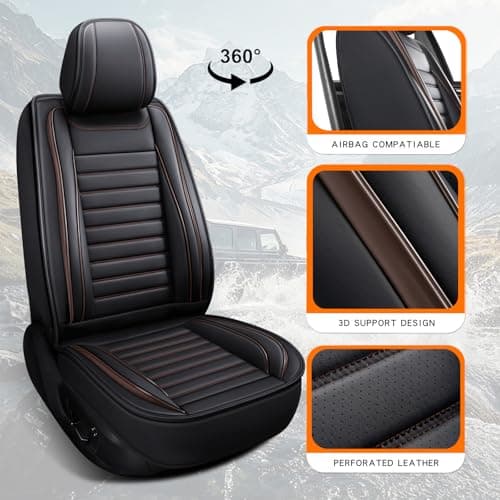 Car Seat Covers for Cars, Faux Leather Seat Covers for Cars SUV Super Breathable Universal Automotive Seat Covers Fit for Most Sedans Balck Brown