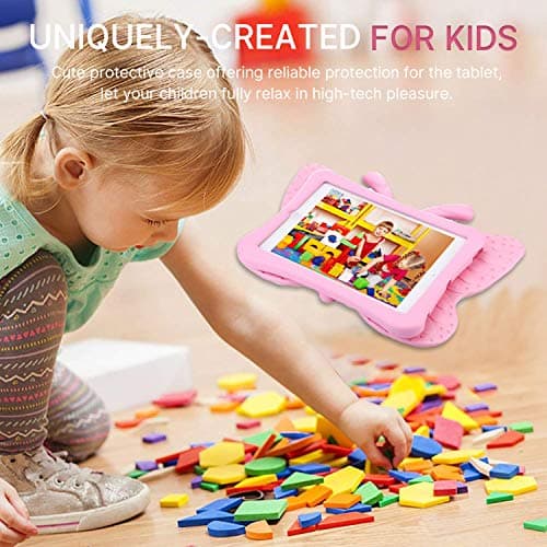 iPad 7 8 10.2 9 3D Cute Butterfly Case for Kids Light Weight EVA Stand Shockproof Rugged Heavy Duty Kids Friendly iPad Cover for Girls iPad 10.2 iPad 7th 8th 9th (Pink)
