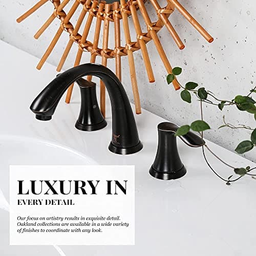 8 Inch Two Handle Bathroom Faucet Widespread Oil Rubbed Bronze, Oakland Bronze Bathroom Faucet for Sink 3 Hole Brass Lavatory Faucet Lead-Free with Pop Up Drain Supply Line, KSB8232