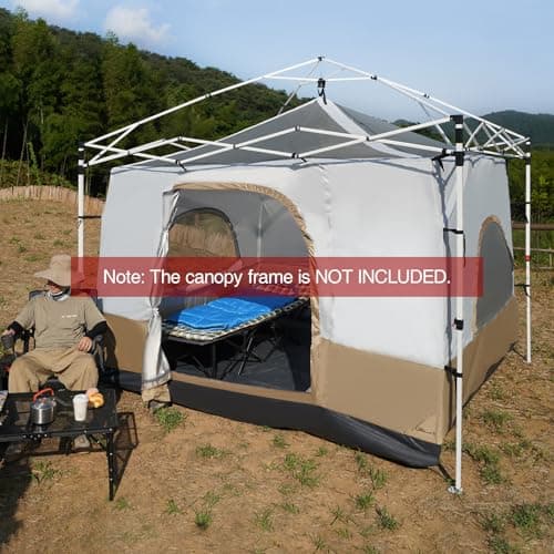 REDCAMP Canopy Camping Tent for Pop Up Canopy Tent, Inner Tent Converts Straight Leg 10'x10' or 10'x20' Canopy into Camping Tent, Fits 4-6 Person(Frame/Shelter NOT Included)