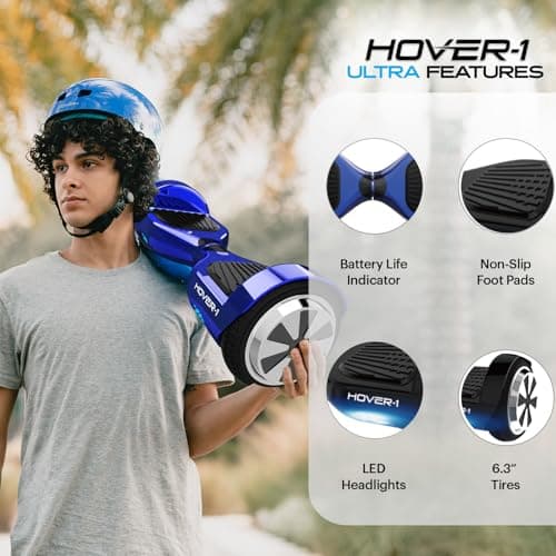 Hover-1 Ultra Electric Hoverboard - 9MPH Top Speed, 9 Mile Range, 400W Motor, Long Lasting Li-Ion Battery, Rider Modes: Beginner to Expert, 5HR Full Charge Self Balancing Scooter