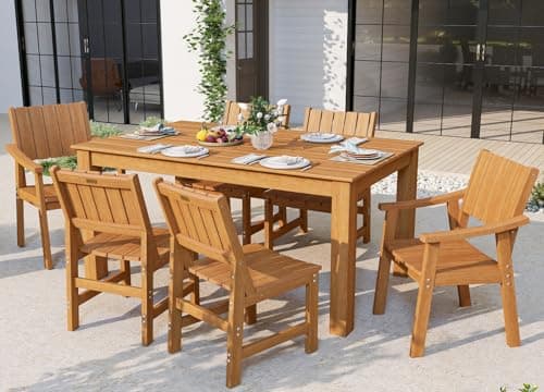 ZHUSI Patio Table and Chairs Set, Outdoor Table and Chairs,HDPE Outdoor Dining Set with Umbrella Hole for Backyard, Poolside