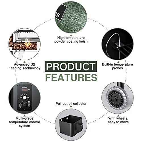 Grills DAPG-03 Electric Wood Pellet Smoker Grill, 456 SQ.IN Cook Area Pellet Grill with Auto Feed & PID Temperature Control (180-450°F), 8 in 1 BBQ Grill for Backyard Outdoor