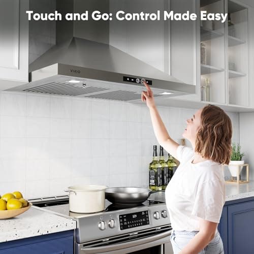 Wall Mount Range Hood 30 inch, 580 CFM, Ducted/Ductless Convertible, Stainless Steel Kitchen Vent Hood with 3-Speed Fan and LED Lights