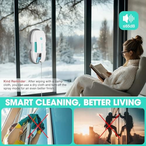 HAUSHOF Robot Window Cleaner with 3800Pa Suction, Auto Water Spray, AI Path Planning & Edge Detection, Remote Control for High-Rise Window, Glass Door