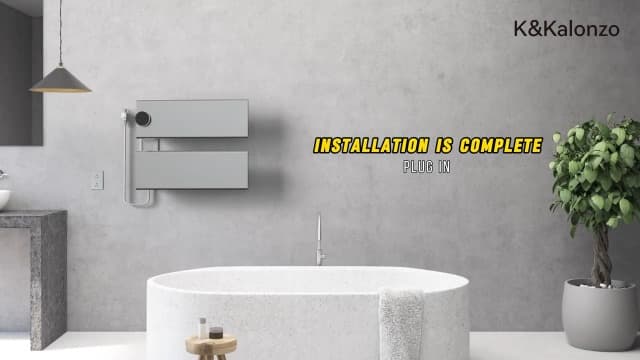 Electric Towel Warmer, 18.35" W x 22.8" H Wall-Mounted Towel Heater with Built-in Timer, Waterproof Aluminum Towel Warmer for Bathroom, Support Plug-in and Hardwired, Black, K3-R-B