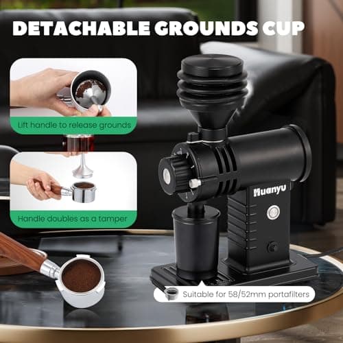 Huanyu Flat Burr Coffee Grinder with 19 Grinding Settings Large Capacity 35oz Red and Huanyu Electric Coffee Grinder with 10-Position Grind Selector for Home Use Black Bundle