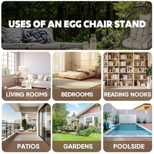 Chihee Hanging Egg Chair Stand,Strong Iron Hammock Chair Frame with Spring Hook Stable Base,Heavy Duty Swing Chair Stand 330 lbs,C Stand for Hanging Chair Indoor Outdoor Bedroom Patio Garden Balcony