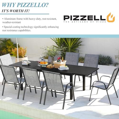 Outdoor Expandable Dining Table 71"-106" Aluminum Patio Dinner Table for 8-10 Person, Rectangular Metal Collapsible Tables with Umbrella Hole, Patio Tables with Extendable Top for Garden, Backyard