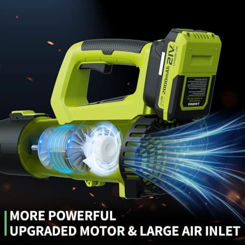 Leaf Blower, 21V Cordless Electric Blower with 2 2.0Ah Batteries and 1 Hour Fast Charger, Lightweight Leaf Blower for Patio Cleaning, Lawn Care, Blowing Fallen Leaves and Dust, etc.