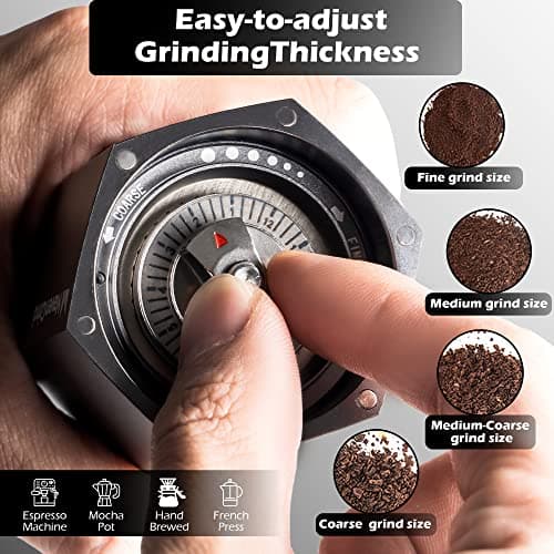 Coffee Bean Grinder - Manual Coffee Hand Grinder For Espresso, Frenchpress, Machine Coffee - Portable Stainless Steel Burr Grinder With Adjustable Coarseness Knob