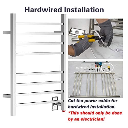 HEATGENE Towel Warmer, Heated Towel Warmer Rack, Wall-Mounted Hardwired/Plug-in Electric Towel Warmers for Bathroom, Hot Towel Rails - Mirror Polish