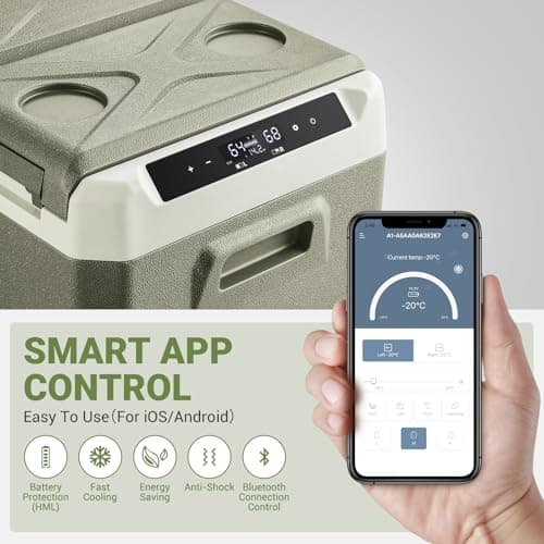 BODEGACOOLER 12V Portable Refrigerator, 42Quart (40L) Dual Zone Car Refrigerator, RV Car Fridge APP Control, -4℉-68℉Portable Freezer 12/24V DC 100-240V AC for Outdoor Camping Travel Vehicles Home Use
