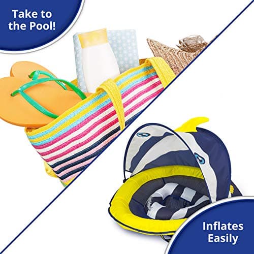 SwimSchool Infant Baby Pool Floats, Free Swimming, Super Buoyant – Ages 6-24 Months – Multiple Colors/Styles – Adjustable Canopies and Seats, Splash & Play Baby Floaties