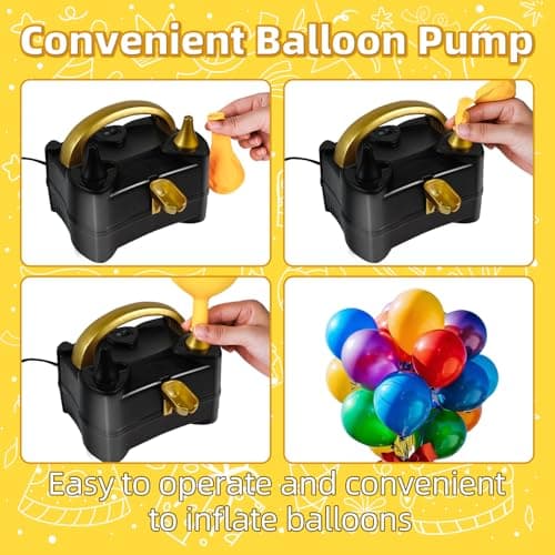 Bezente Balloon Pump Electric, Portable Balloon Inflator Pump Electric Air Pump for Balloons Dual Nozzle Electric Balloon Pump for Birthday Wedding Graduation Party Decorations