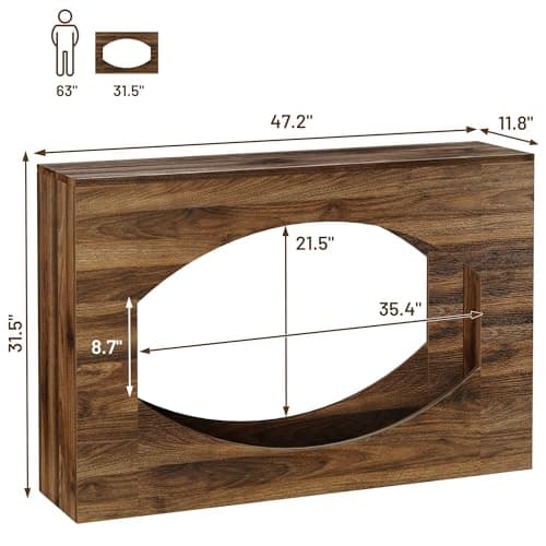 Farmhouse Console Table, 47 Inches Entryway Console Table with LED Light, Sofa Table Behind Couch, Wooden Hallway Accent Table for Entryway, Living Room