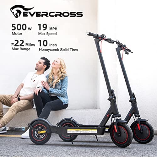EVERCROSS Electric Scooter, 350W/500W Electric Scooter Adults, 8.5"/10" Tires, Up to 19/22 Miles Range, 19 MPH Lightweight E-Scooter with Dual Shock Absorption