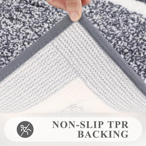 Pauwer Bathroom Rug Mat Set 3 Piece, Microfiber Shaggy Bath Set, Non-Slip Ultra Soft Carpet Mats, Absorbent with U-Shaped Toilet for Bathroom, Tub, Shower, Dark Grey
