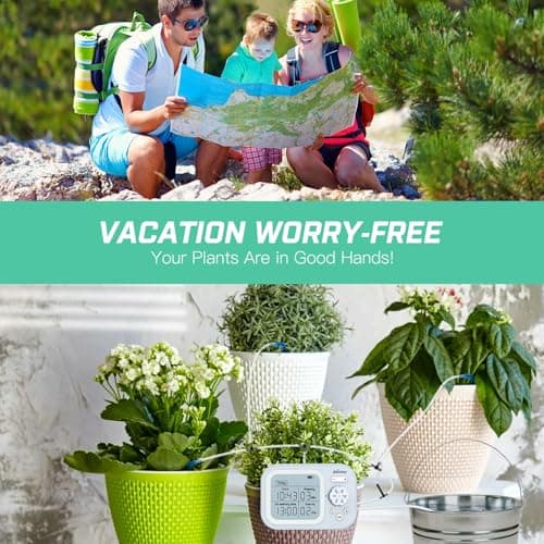 Automatic Plant Waterer Indoor Self Watering System for 15 Potted Plants, Auto Drip Irrigation Kit Programmable Water Timer with Smart Humidity Detection