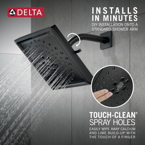 Delta Faucet 3-Spray H2Okinetic Shower Head, Matte Black 52684-BL