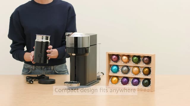 Nespresso Vertuo Next Deluxe Coffee and Espresso Maker, Pure Chrome with Aeroccino Milk Frother,1.1 liter, Black