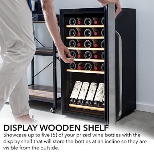 Whynter FWC-341TS 34 Bottle Freestanding Stainless Steel Wine Refrigerator with Display Shelf and Digital Control, Gray