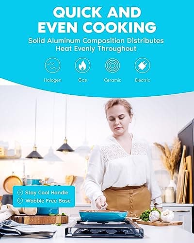 GOTHAM STEEL 20 Piece Copper Pots and Pans Set Nonstick Cookware Set + Complete Ceramic Bakeware Set for Kitchen with Long Lasting Non Stick, Dishwasher/Oven Safe, Non Toxic – Turquoise