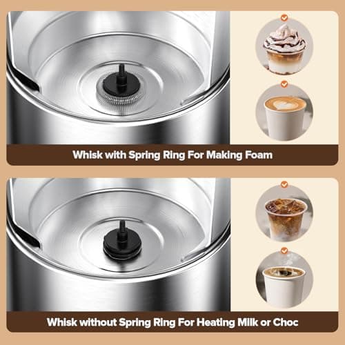 Milk Frother, 4 in 1 Milk Frother and Steamer, Automatic Warm and Cold Foam Maker, Hot Chocolate Maker, Electric Frother for Coffee, Cappuccino, Latte, Choc, BPA Free, Silver