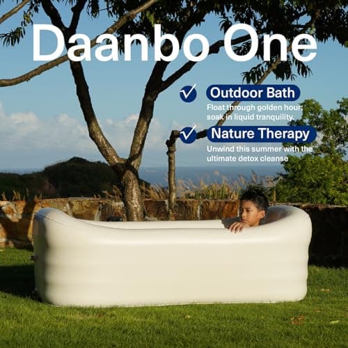 Mozoo Inflatable Bathtub 62''L X 34''W, Portable Bathtub For Adult, Unmatched Durability, Anti-Leak Drainage System, 2-Minute Setup, Space-Saving Foldable Design