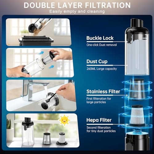 Handheld Vacuum Cordless, Car Vacuum with 16000Pa Powerful Suction, Lightweight at 1.3 lbs, Rechargeable Vacuum Cleaners for Home Office Car Pets with Brushless Motor, Multiple Accessories