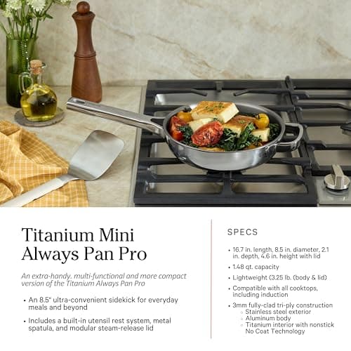Our Place Titanium Pro Cookware Set (4-Piece) – Always Pan & Perfect Pot | Nonstick No-Coat Technology | Tri-Ply Titanium & Stainless Steel | Safe for Oven, Induction & Cooktops up to 1000°F | Chrome