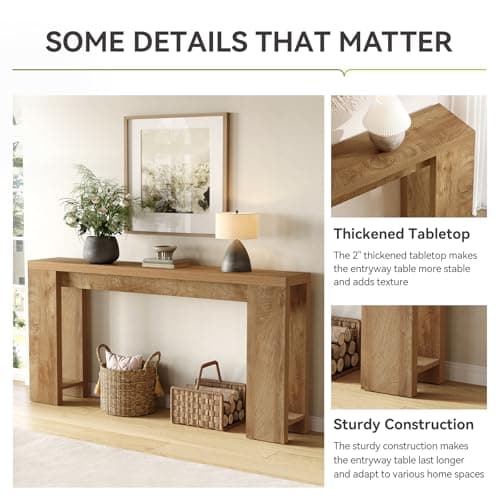 Little Tree 70.9-Inch Long Console Table, Narrow Sofa Table Behind The Couch, Farmhouse Console Table for Living Room, Entryway, Hallway