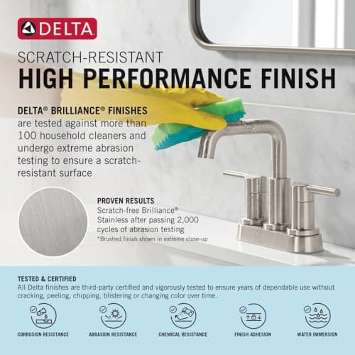 Delta Nicoli Brushed Gold Bathroom Faucet 1 Hole, Single Hole Bathroom Sink Faucet for Vanity, Push-Pop Drain Assembly, Champagne Bronze 15849LF-CZ