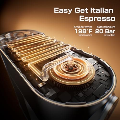 Espresso Machine Upgrade, 20 Bar Compact Espresso Coffee Machine with Milk Frother, Stainless Steel Coffee Maker with 44oz Removable Water Tank & Fast Heat System for Cappuccino, Latte