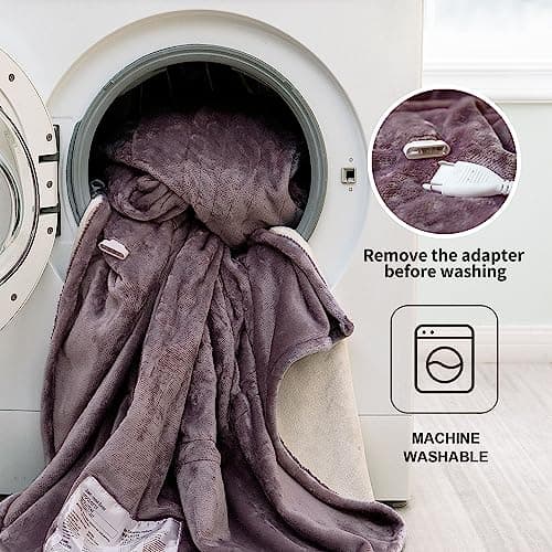 JET'S HOME Heated Blanket Queen 84"x90" - ETL&FCC Certified Flannel Electric Blanket Machine Washable Heating Blanket with 4 Heating Levels 10 Hours Auto-Off Overheating Protection (Purple)