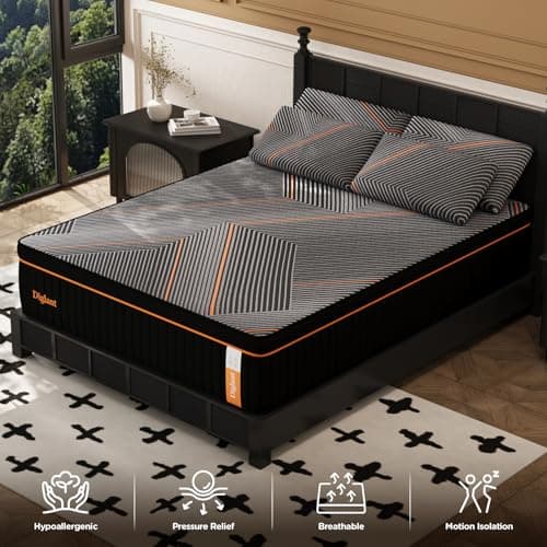 DIGLANT King Mattress,14 Inch Plush Hybrid Mattress, Black Memory Foam with Individually Pocket Coils Mattress King Size in Box, Euro Top Mattress for Pressure Relief,Balanced Support, 76"*80"