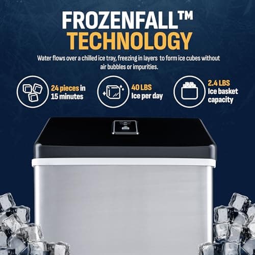 Newair Silver Countertop Ice Maker Machine, Compact Automatic Ice Maker, Cubes Ready in Under 15 Minutes, Portable Ice Cube Maker, Perfect for Home/Kitchen/Office/Bar