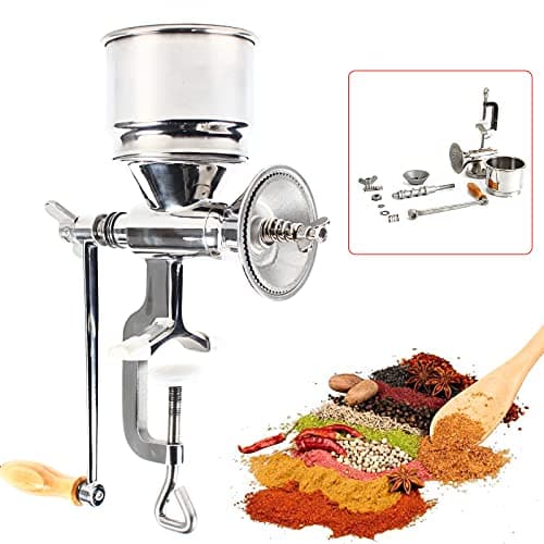 Manual Grain Mill, Stainless Steel Hand Crank Pet Feed Grain Rice Coffee Wheat Corn Spice Milling Grinding Machine, for Kitchen Home Commercial Use