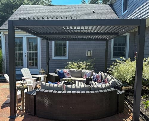 PURPLE LEAF Louvered Pergola 10' x 12' Patio Aluminum Pergola with Independent Adjustable Rainproof Roof Hardtop Small for Outdoor Deck Garden Yard