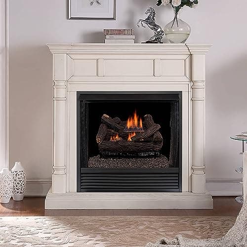 Duluth Forge DLS-18R-2 Dual Fuel Ventless Fireplace Logs Set with Remote Control, Use with Natural Gas or Liquid Propane, 30000 BTU, Heats up to 1000 Sq. Ft, Stacked Red Oak, 18 Inches