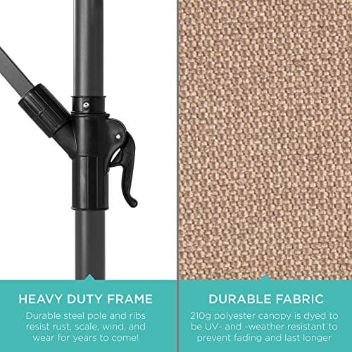 Best Choice Products 10ft Offset Hanging Market Patio Umbrella w/Easy Tilt Adjustment, Polyester Shade, 8 Ribs for Backyard, Poolside, Lawn and Garden