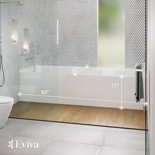 Eviva Nova 60" White Acrylic Free Standing Tub for Bathrooms - White Bathtub with Chrome Left-Hand Drain - luxurious Bathtubs - 60 inch Bathtubs for Bathrooms