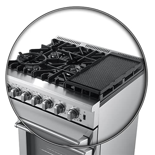 FORNO Lazio Dual Fuel 30″ Inch. Gas Range Electric Oven Freestanding 5 Sealed Burners 69,500 BTU Stove-Top Output, Electric Oven Includes Air Fryer and Griddle